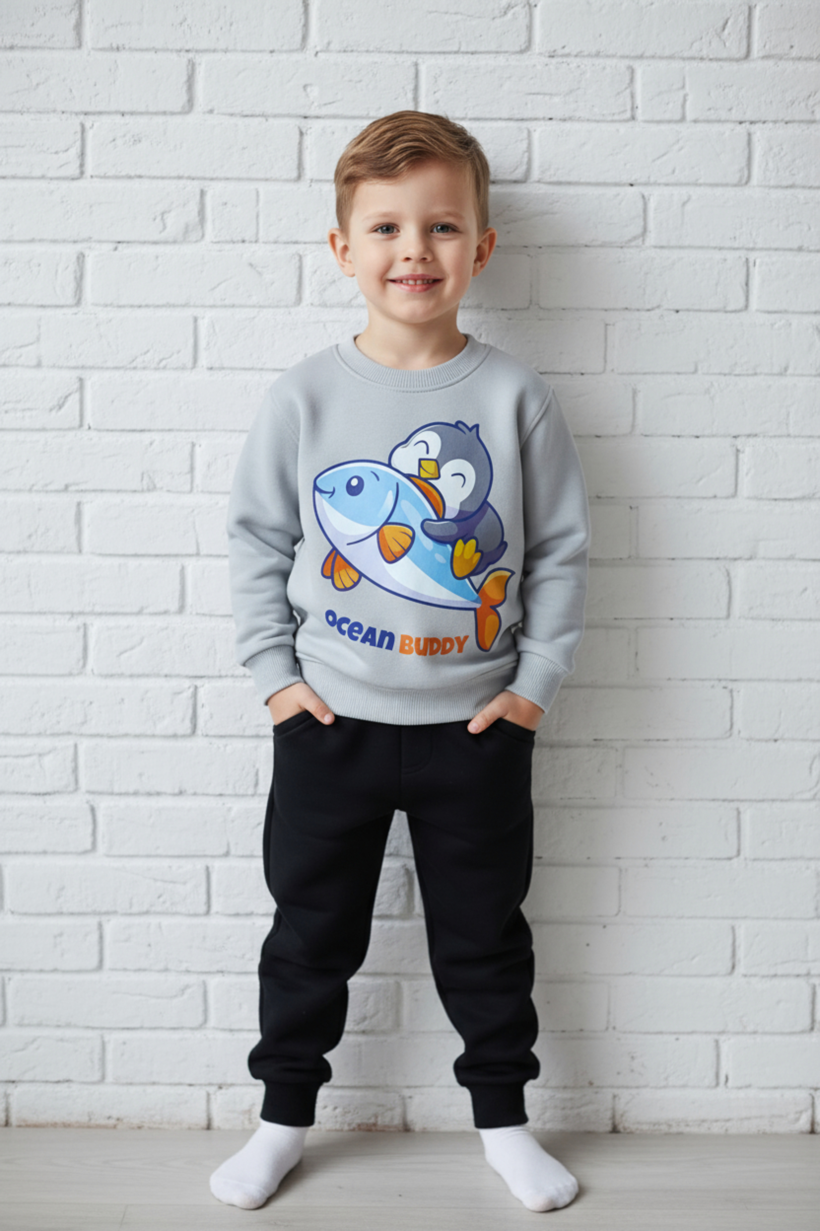 طقم شتوي رمادي في اسود