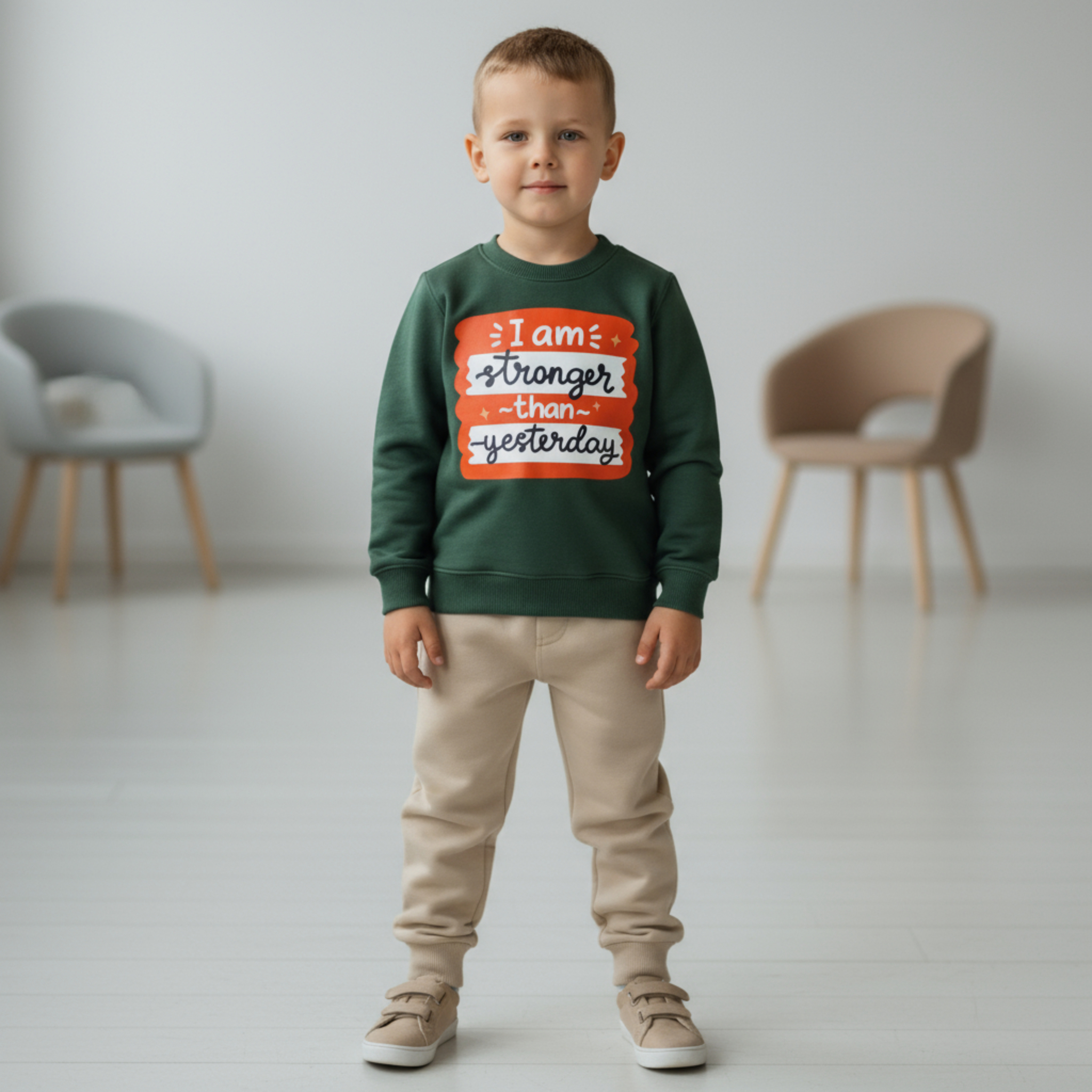 طقم شتوي زيتي في بيج