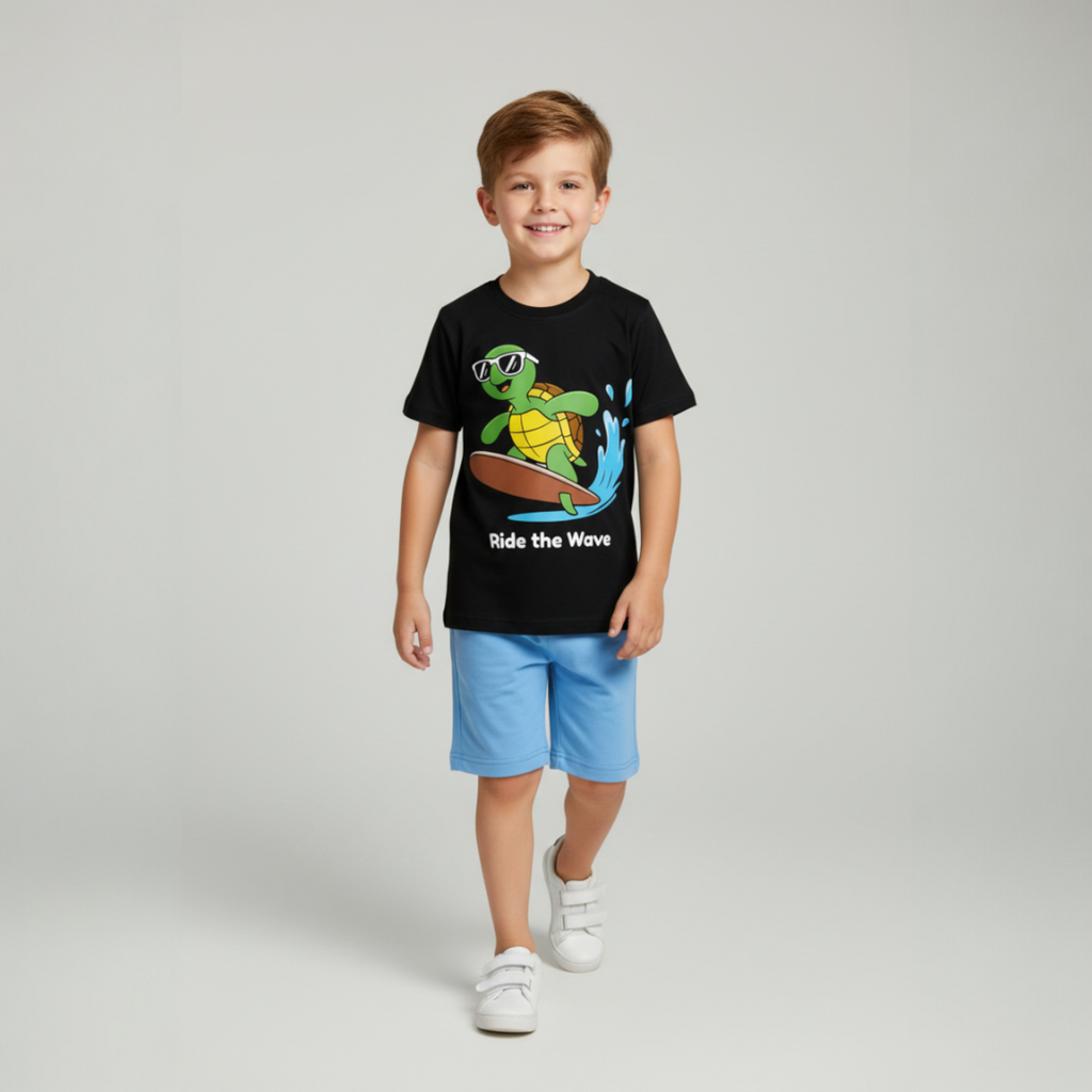 طقم أسود في سماوي