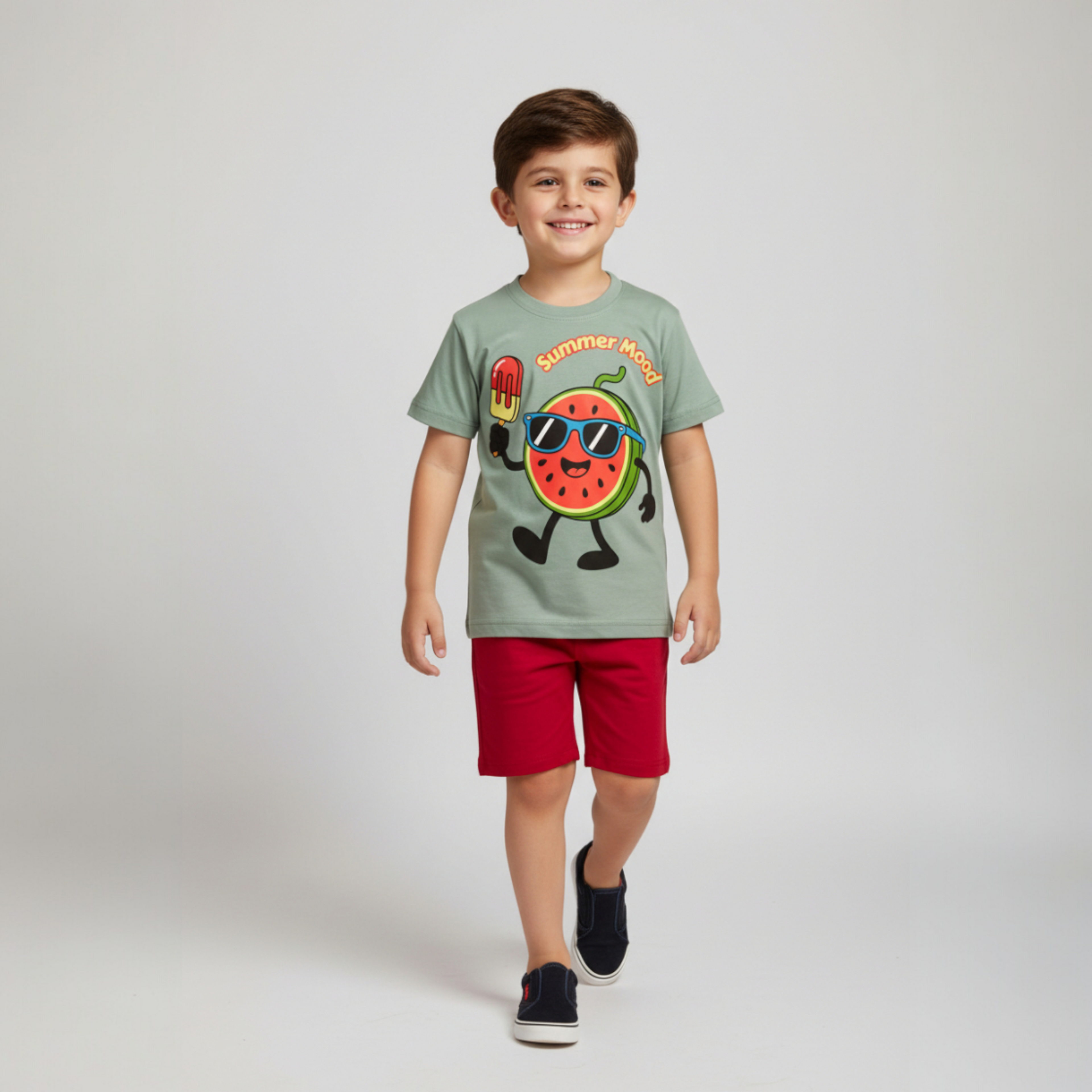 طقم زيتوني في احمر